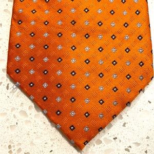 IZod bright orange and blue square polka dot silk tie
